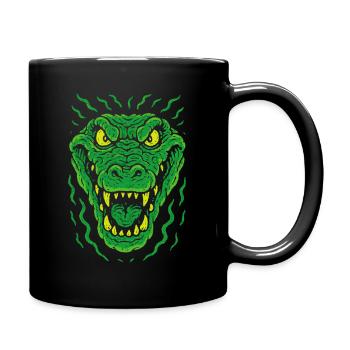 Wütender Echsenkopf im Neonstil - Tasse einfarbig - Schwarz - Rechts