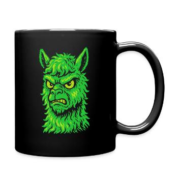 Angry neon llama with killer look - Full Colour Mug - black - Right