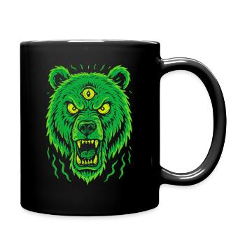 Ours sauvage avec troisième œil style néon - Mug uni - noir - Droite