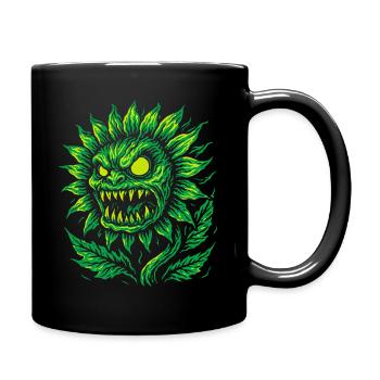 Demonic sunflower in neon style - Full Colour Mug - black - Right
