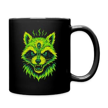 Mystical raccoon with third eye - Full Colour Mug - black - Right