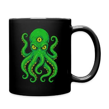 Tentacle Octopus with Third Eye Neon - Full Colour Mug - black - Right
