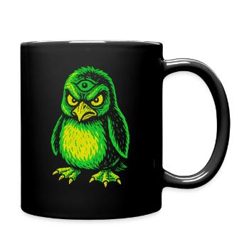 Three-eyed neon penguin with angry gaze - Full Colour Mug - black - Right
