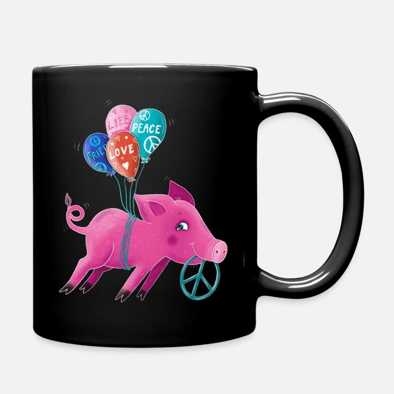Friedensschweinchen Hildegard - Tasse einfarbig - Schwarz