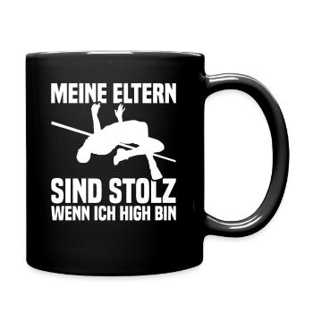 Hochsprung - Meine Eltern sind stolz - Tasse einfarbig - Schwarz - Rechts