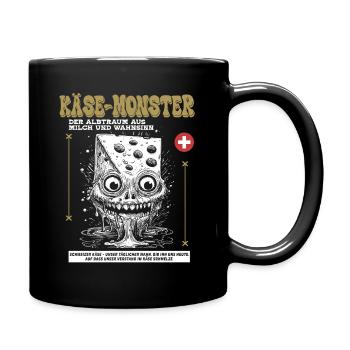 Schweizer Käse-Horror Shirt: Albtraum schmilzt - Tasse einfarbig - Schwarz - Rechts