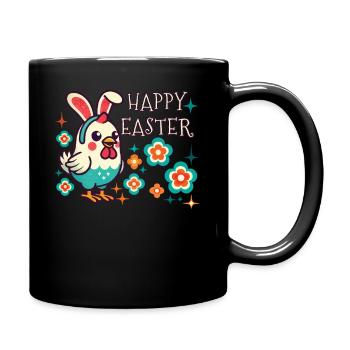 Pâques Rétro Joyeuse Pâques Fleur de Poulet - Mug uni - noir - Droite
