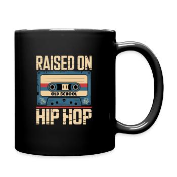 Grew up with old school hip hop cassette beats - Full Colour Mug - black - Right