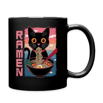 Hungrige Katze Ramen Fan Suppe Nudeln Manga Anime - Tasse einfarbig - Schwarz - Rechts