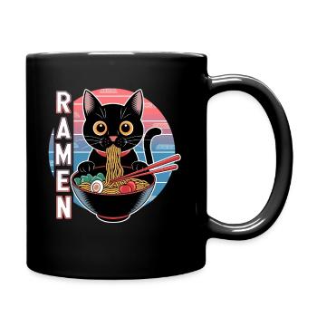 Hungrige Katze Ramen Fan Suppe Nudeln Japan Anime - Tasse einfarbig - Schwarz - Rechts