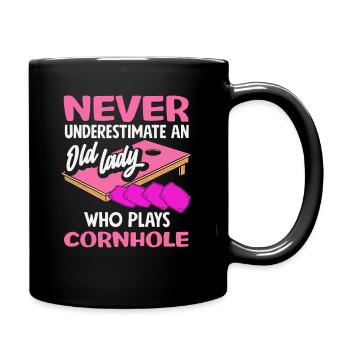 Cornhole Liebhaber Alt Dame - Tasse einfarbig - Schwarz - Rechts