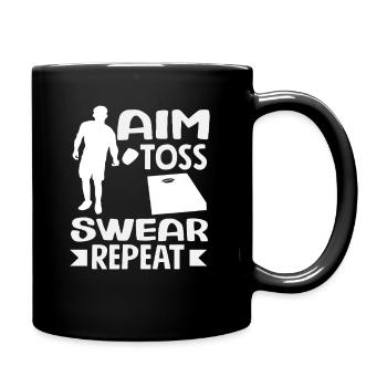 Cornhole Lover Throwing Swearing Repeat - Full Colour Mug - black - Right