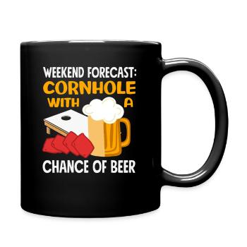 Cornhole Liebhaber Wochenende Prognose - Tasse einfarbig - Schwarz - Rechts