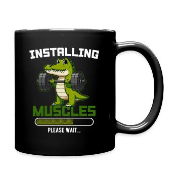 Installing Muscles Please Wait Fitness - Tasse einfarbig - Schwarz - Rechts