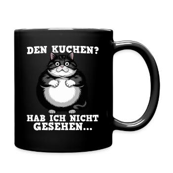 Dicke Katze Naschkatze Lustiger Spruch - Tasse einfarbig - Schwarz - Rechts
