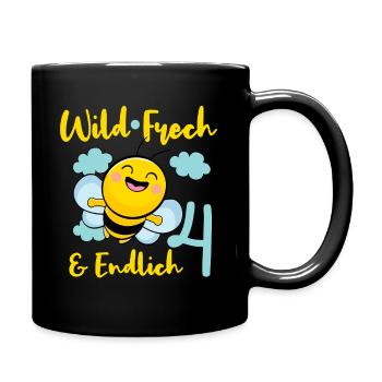 Bee Birthday Motif Finally 4 Years Girl - Full Colour Mug - black - Right