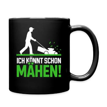 Gras Mähen Lustig Arbeit Rasen Gärtner Garten Mann - Tasse einfarbig - Schwarz - Rechts