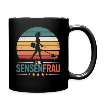 Sensenfrau Muttertag Trimmer Rasen Rasenmäher Mama - Tasse einfarbig - Schwarz - Rechts