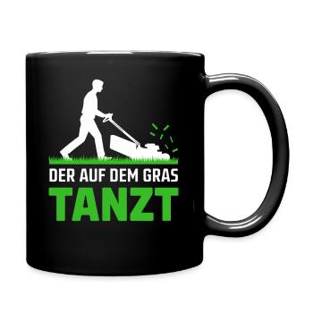 Der Auf Dem Gras Tanzt Rasenmäher Rasen Gartenbau - Tasse einfarbig - Schwarz - Rechts