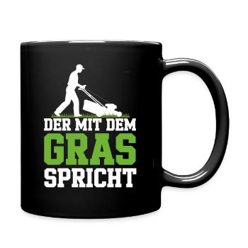 Qui parle à l’herbe en disant jardinier de pelouse Fête des pères - Mug uni - noir - Droite