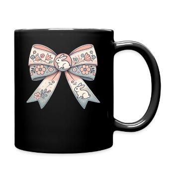 Joli arc de Pâques avec des lapins et des fleurs - Mug uni - noir - Droite