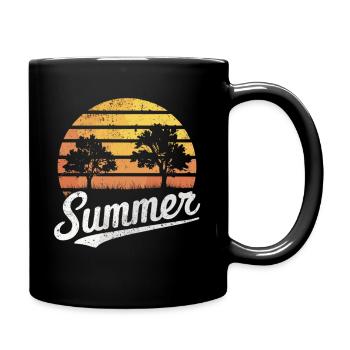 Sonnenuntergang Wald Sommer - Tasse einfarbig - Schwarz - Rechts