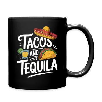 Lustiges Tacos & Tequila Shirt - Tasse einfarbig - Schwarz - Rechts