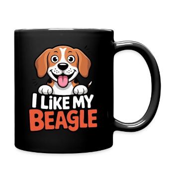 I like my Beagle Hundeliebe - Tasse einfarbig - Schwarz - Rechts