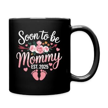 Bald Mama – Baby kommt 2025 - Tasse einfarbig - Schwarz - Rechts