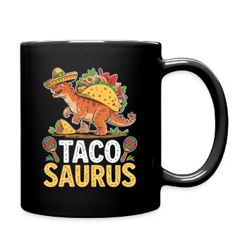 Taco Saurus mit Sombrero - Tasse einfarbig - Schwarz - Rechts