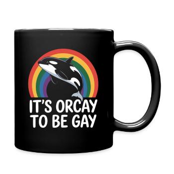 Rainbow Orca for LGBTQ+ Fans - Full Colour Mug - black - Right