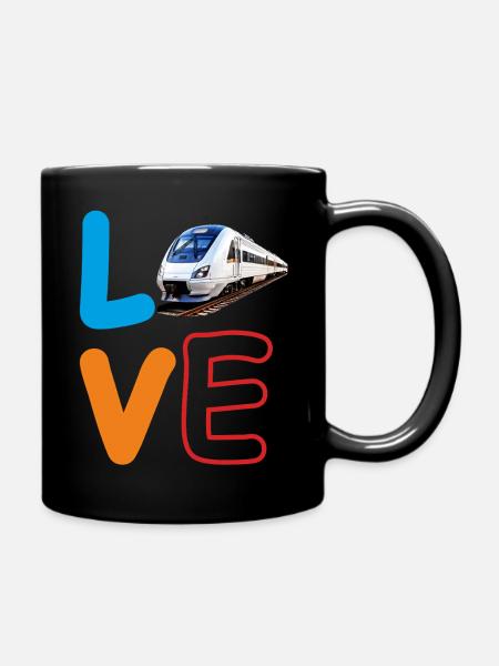 LOVE BAHN ZUG - Ensfarvet krus - sort