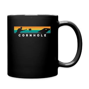 Cornhole Spieler Retro Stil Silhouette - Tasse einfarbig - Schwarz - Rechts