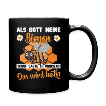 Als Gott meine Bienen schuf - Tasse einfarbig - Schwarz - Rechts