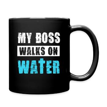 Mon patron marche sur l’eau motif amusant - Mug uni - noir - Droite