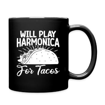 Harmonica Musican Will Play For Tacos Harmonica - Full Colour Mug - black - Right