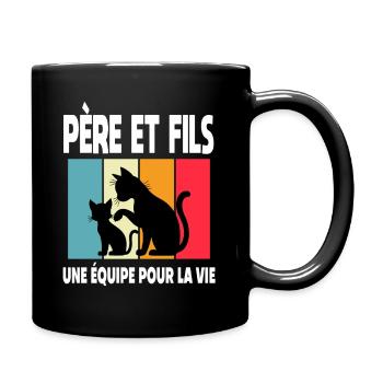 Vater und Sohn Katze Papa Katze Vintage Vatertag - Tasse einfarbig - Schwarz - Rechts