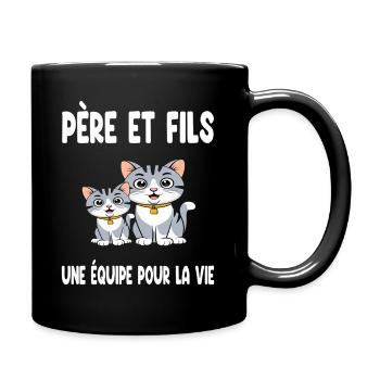 Father and Son Cat Dad Duo Matching Father's Day - Full Colour Mug - black - Right