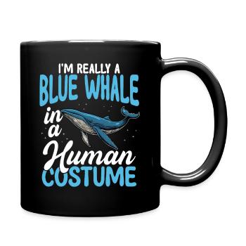 Blue whale in human costume funny - Full Colour Mug - black - Right