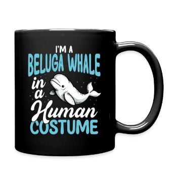 Beluga Whale in Human Costume Funny - Full Colour Mug - black - Right