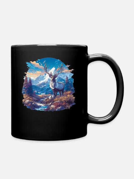 Rentiere Rentier - Tasse einfarbig - Schwarz