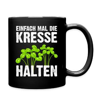 Einfach Mal Die Kresse Halten - Tasse einfarbig - Schwarz - Rechts