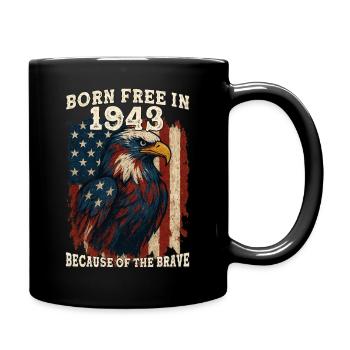 Né libre en 1943 – 82 ans Libre à cause de - Mug uni - noir - Droite