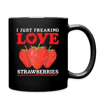 Erdbeeren Strawberry Erdbeere Geschenke - Tasse einfarbig - Schwarz - Rechts
