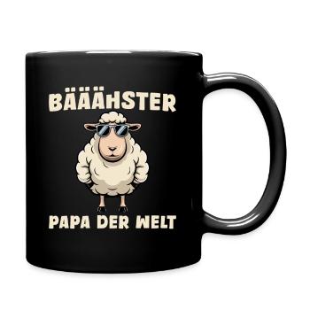 Bester Papa der Welt - Cooles Schaf - Tasse einfarbig - Schwarz - Rechts