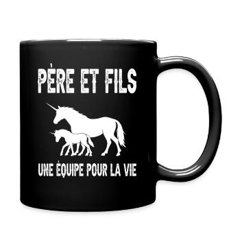 Father and Son Unicorn Dad Father's Day - Full Colour Mug - black - Right