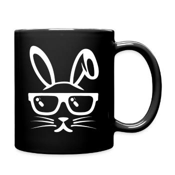 Visage de lapin amusant avec lunettes de soleil - Mug uni - noir - Droite
