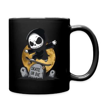 Skate or Die – Sensenmann auf einem Skateboard - Tasse einfarbig - Schwarz - Rechts