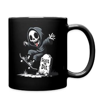 Skate or Die – Sensenmann auf einem Skateboard - Tasse einfarbig - Schwarz - Rechts
