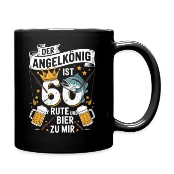 Der Angelkönig ist 60 Rute & Bier Geburtstagsshirt - Tasse einfarbig - Schwarz - Rechts
